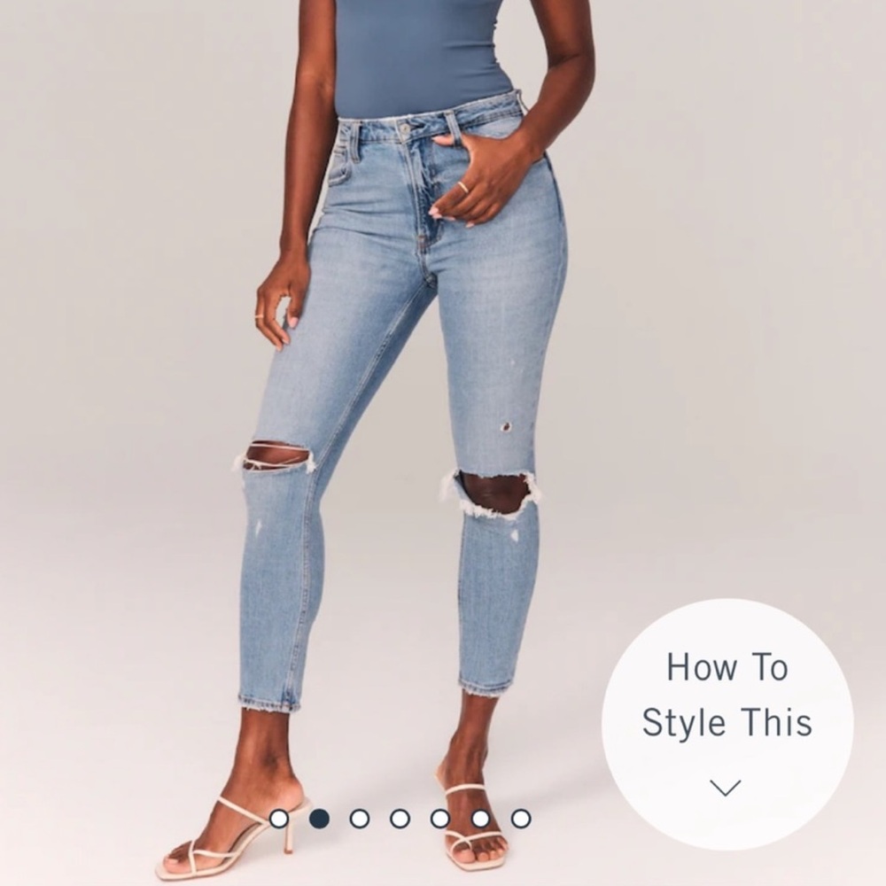Abercrombie & Fitch Light Blue Distressed Ankle Jeans